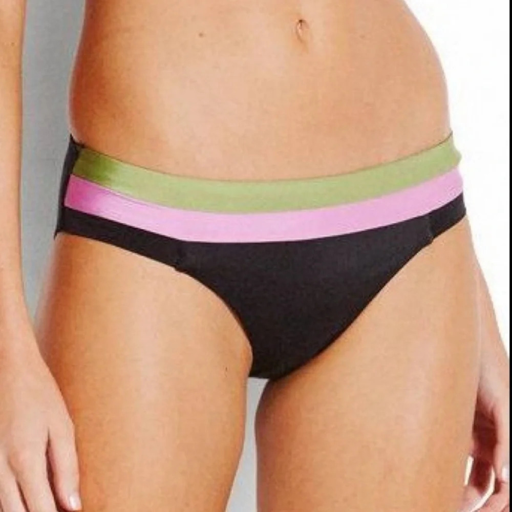 New! Seafolly las palmas solid black hipster bikini bottoms 21653